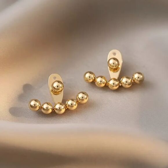 "Isadora" Bohemian Gold Beaded Hippie Stud Earrings | Free-Spirited Style - Picture 1 of 3
